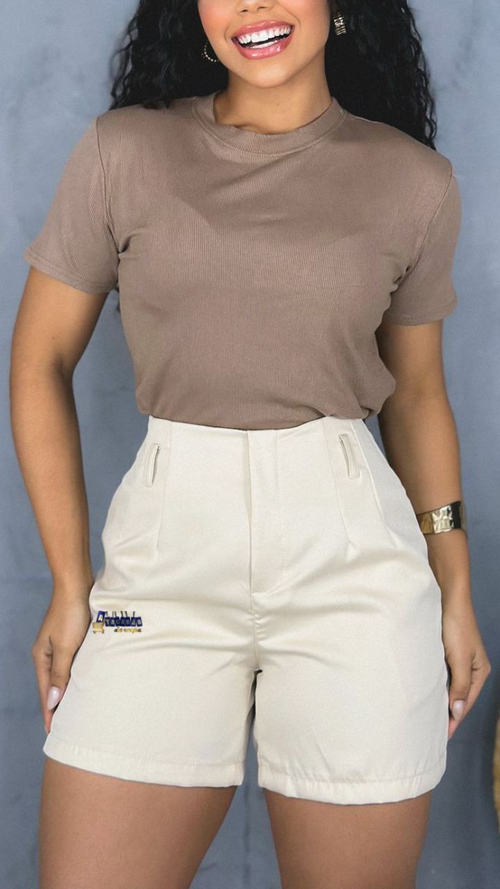 Short Alfaiataria Com Zíper Na Lateral