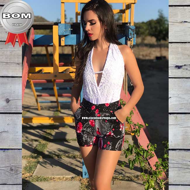 Short Bengaline Estampado sem laço M Short Bengaline Estampado sem laço M