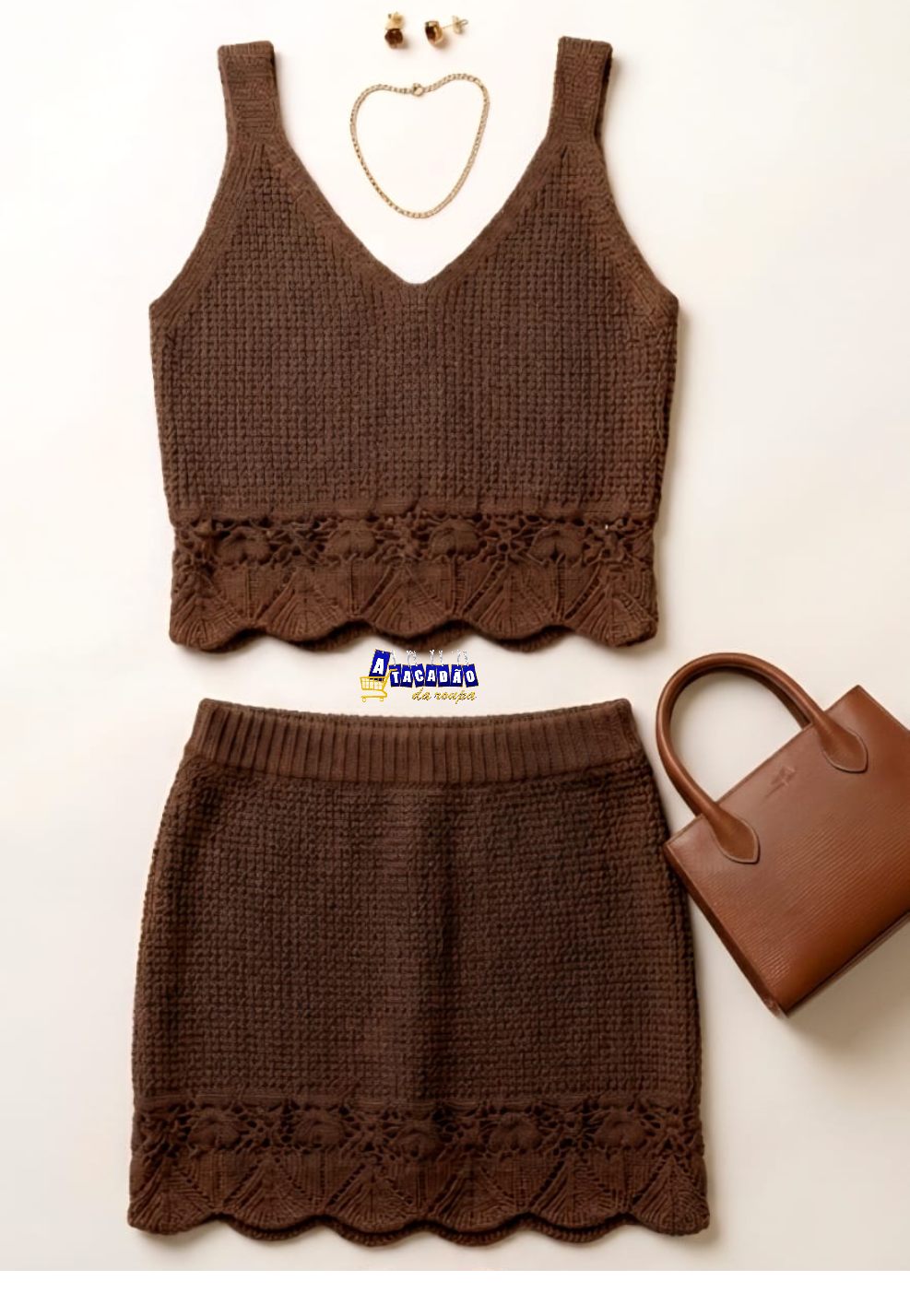 Conjunto Tricot Cropped E Saia Leyla Conjunto Tricot Cropped E Saia Leyla
