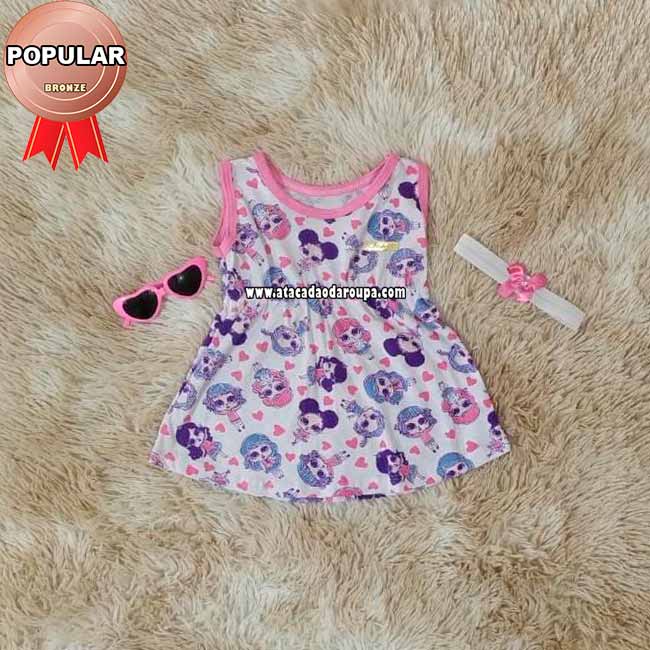 Vestido Bebê Algodão com Tiara 1 a 2 Anos Vestido Bebê Algodão com Tiara 1 a 2 Anos