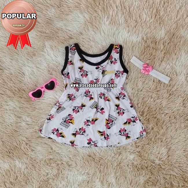 Vestido Bebê Algodão com Tiara 1 a 2 Anos Vestido Bebê Algodão com Tiara 1 a 2 Anos