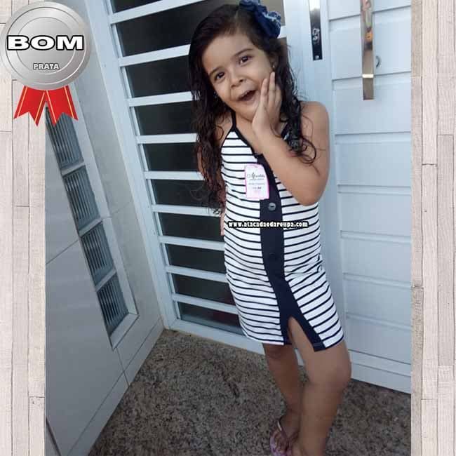 Vestido Infantil Listrado com Botão 4 a 7 Anos Vestido Infantil Listrado com Botão 4 a 7 Anos