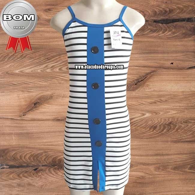 Vestido Infantil Listrado com Botão 4 a 7 Anos Vestido Infantil Listrado com Botão 4 a 7 Anos