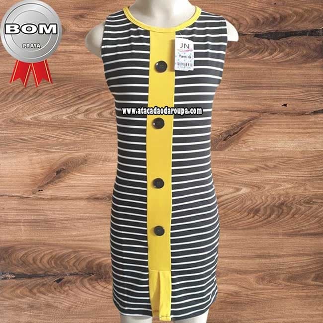 Vestido Infantil Listrado com Botão 4 a 7 Anos Vestido Infantil Listrado com Botão 4 a 7 Anos