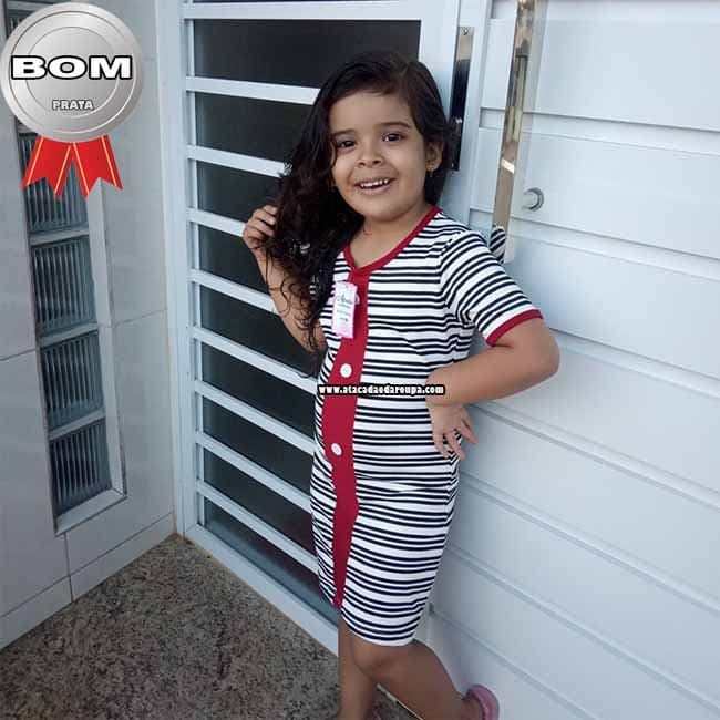 Vestido Infantil Listrado com Botão 4 a 7 Anos Vestido Infantil Listrado com Botão 4 a 7 Anos