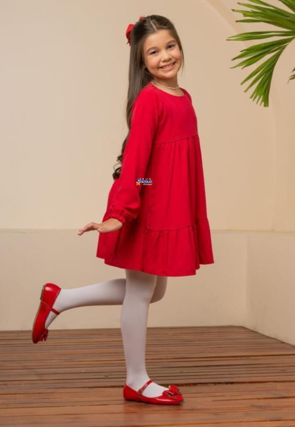 Vestido Infantil Viscose Manga Longa