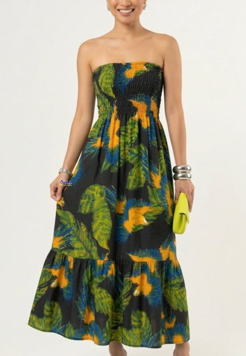 Vestido Longo Tomara que Caia Lastex Estampado