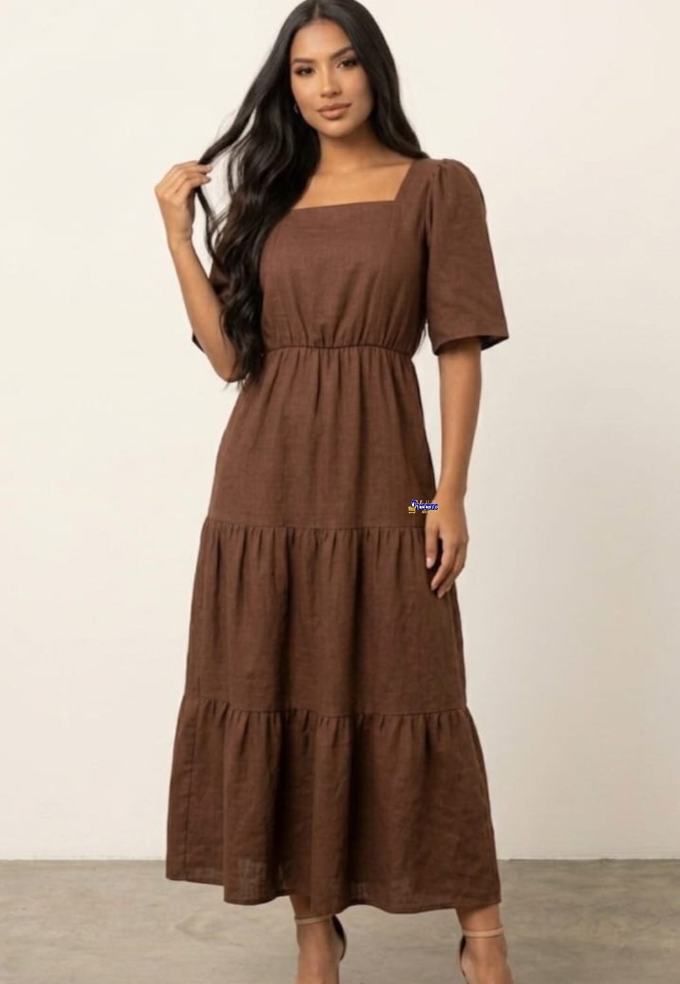Vestido Longo Três Marias Manga Princesa Vestido Longo Três Marias Manga Princesa