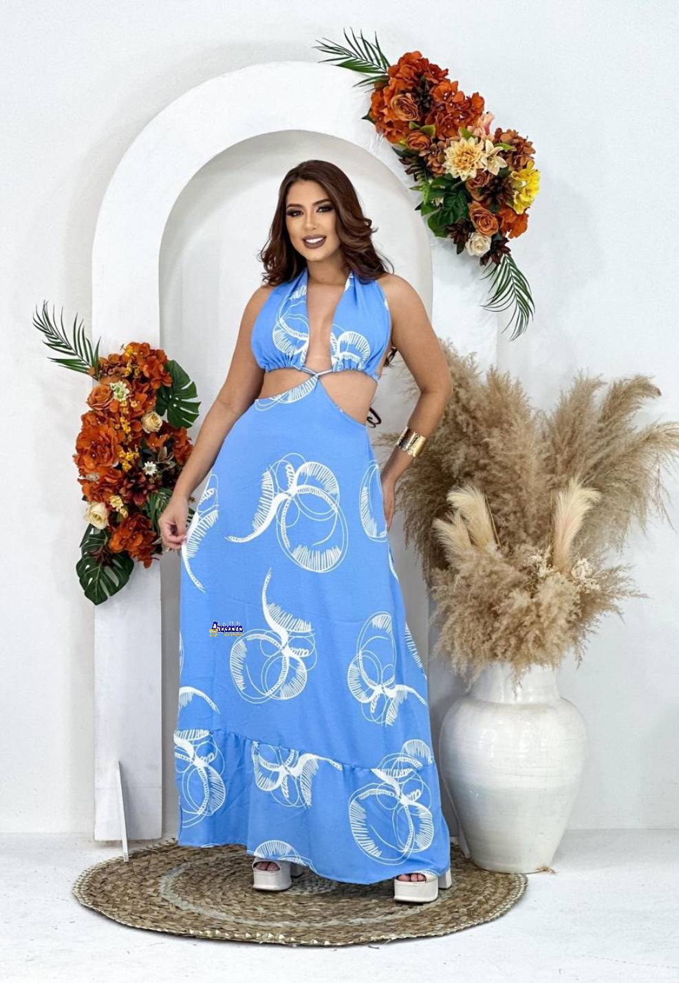 Vestido Longo Viscose Estampado