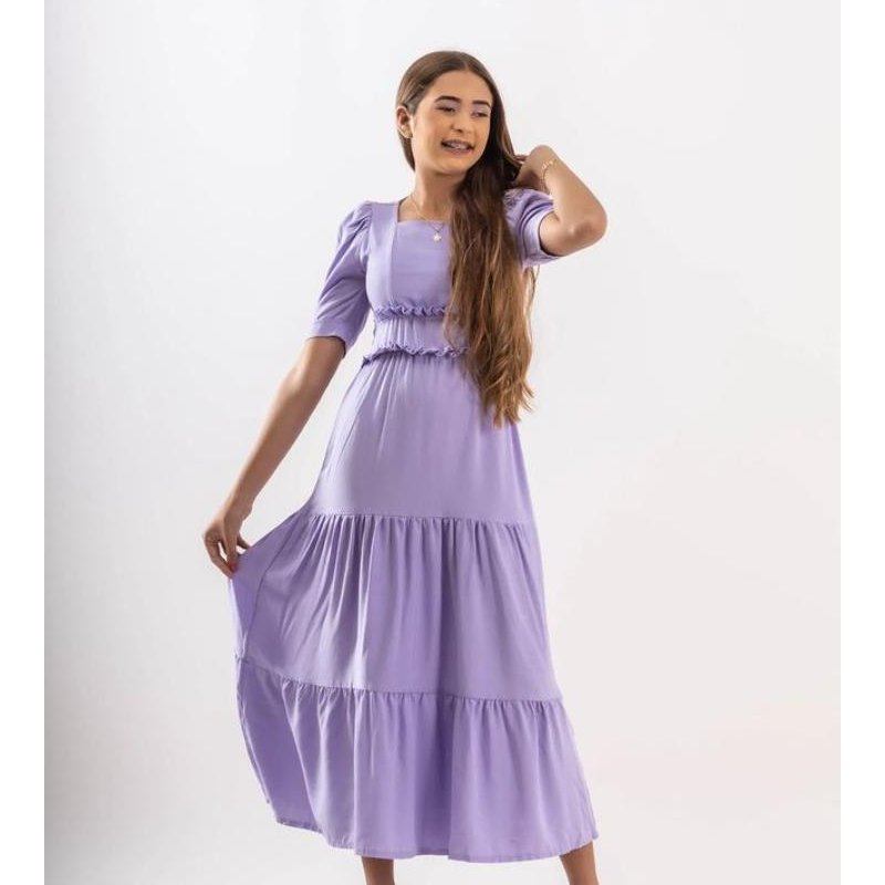 Vestido Midi Babado Maria Vestido Midi Babado Maria
