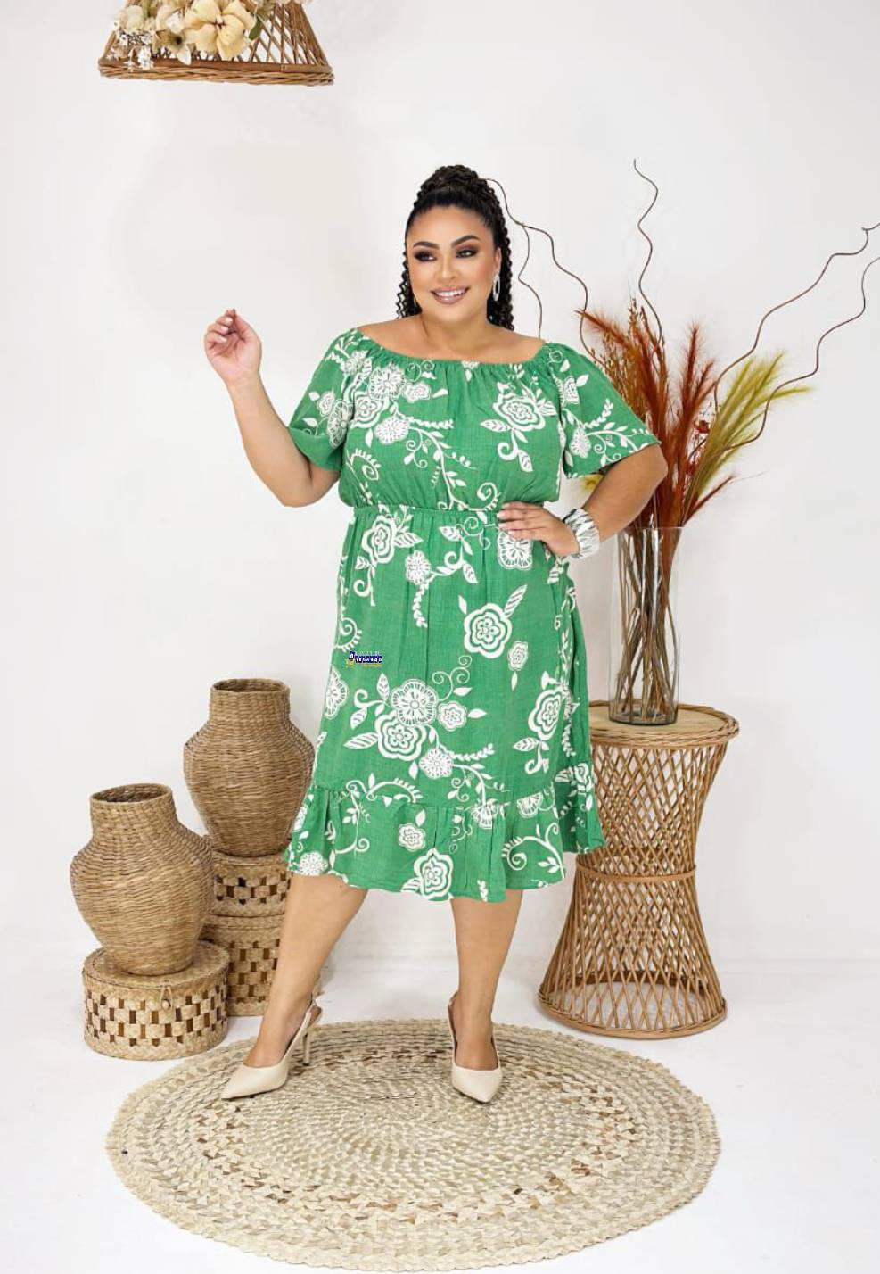 Vestido Feminino Plus Size Estampado