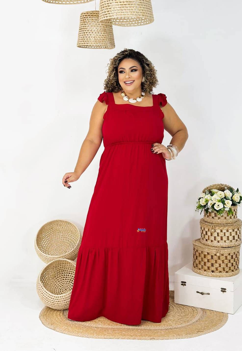 Vestido Longo Feminino Liso Plus Size