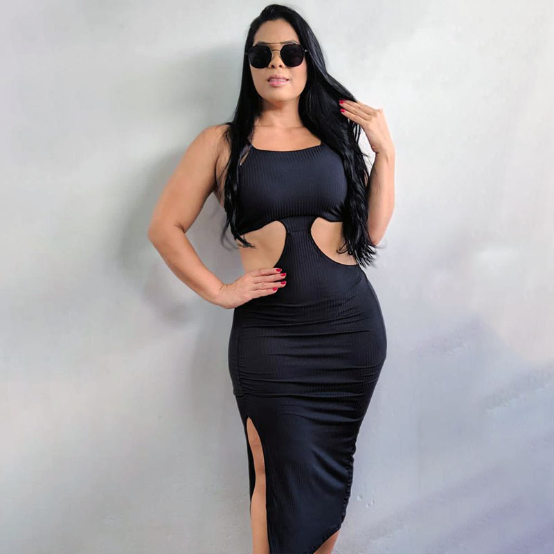 Vestido Midi Malha Canelada