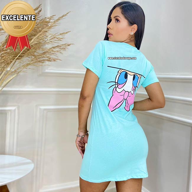 Vestido Personagens Algodão Fio 30 Penteada M Vestido Personagens Algodão Fio 30 Penteada M