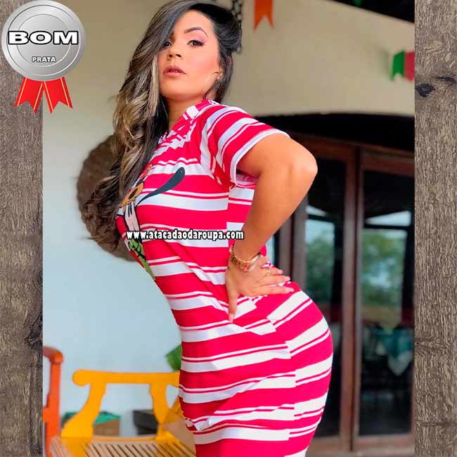 Vestido Blusão Listrado Capuz Suplex G Vestido Blusão Listrado Capuz Suplex G