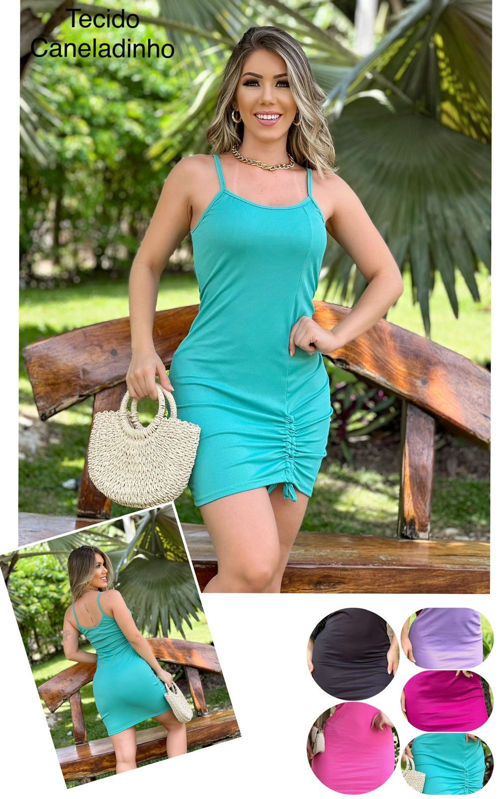 Vestido Feminino Caneladinho Alca Gringa Vestido Feminino Caneladinho Alca Gringa