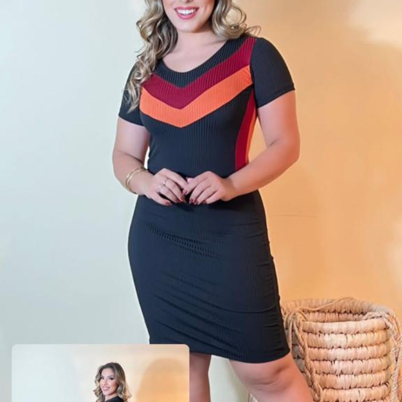 Vestido Feminino Com Listras Baixo Vestido Feminino Com Listras Baixo