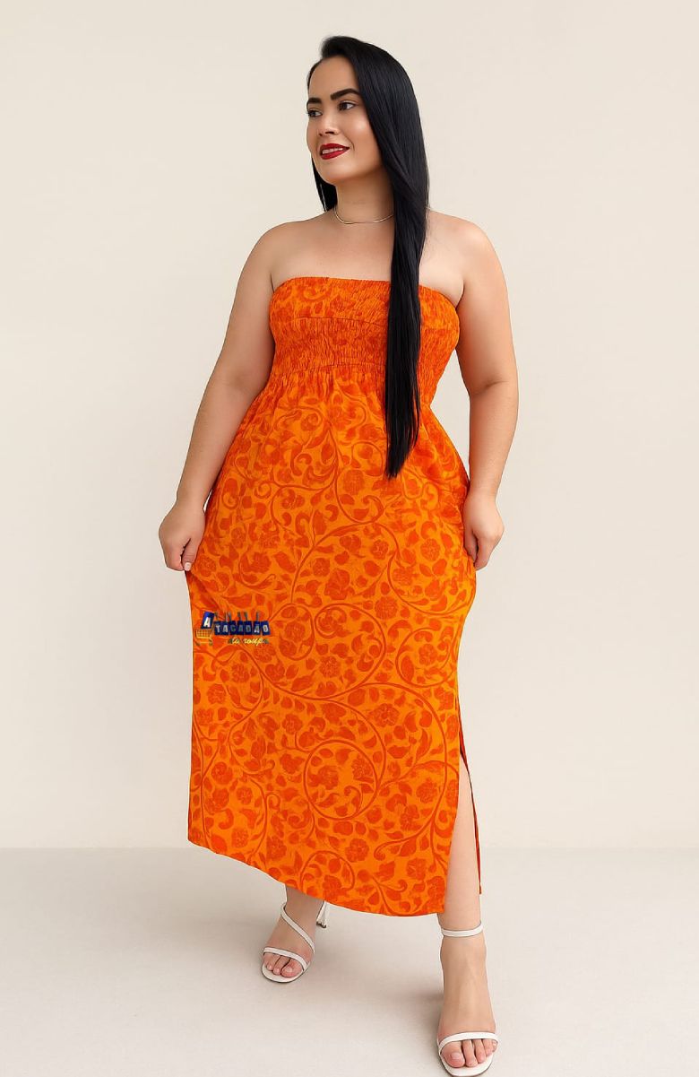 Vestido Longo Lastex Tomara Que Caia