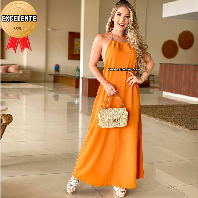 Vestido Longo Malha de Crepe M Vestido Longo Malha de Crepe M