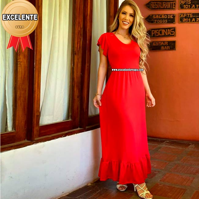 Vestido Longo Malha de Crepe M Vestido Longo Malha de Crepe M